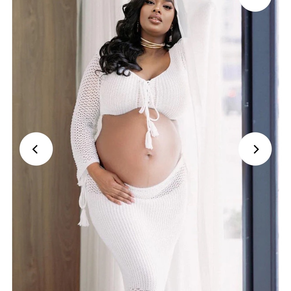 White Crochet Maternity Dress/Set